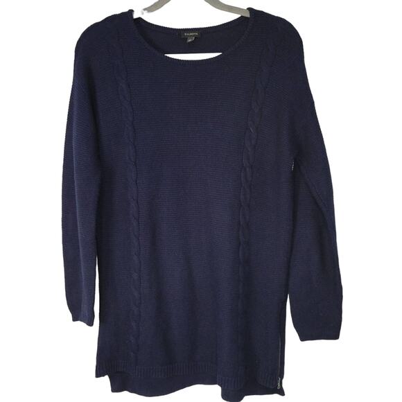 Talbots Womens Blue Long Sleeve Knit Sweater Tunic with Zipper Size S - Picture 1 of 6